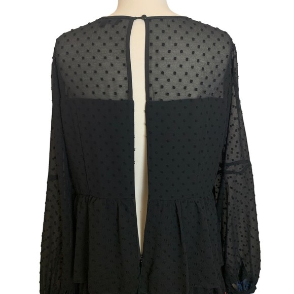 Eloquii Studio Tiered Ruffle Dress Black Swiss Dot Size 16 Plus Long Sleeve - Picture 11 of 12